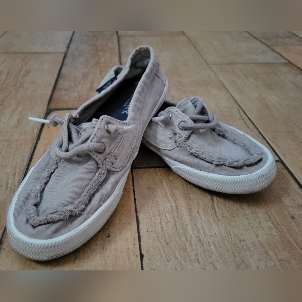 SPERRY Topsider boat sneaker slip on 6 khaki cream